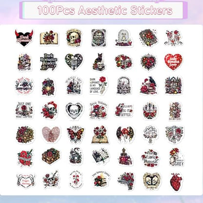 100Pcs Dark Romance Bookish Stickers Gothic Spicyy Book Lover Decal - color: 100pcs Dark Romance 923