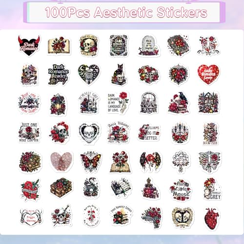 100Pcs Dark Romance Bookish Stickers Gothic Spicyy Book Lover Decal - color: 100pcs Dark Romance 923