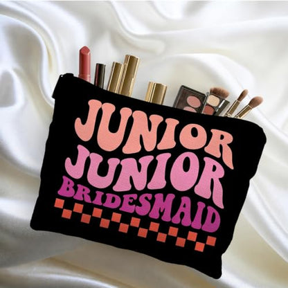 Junior Bridesmaid Gifts Canvas Makeup Bag for Women Bestie - color: junior