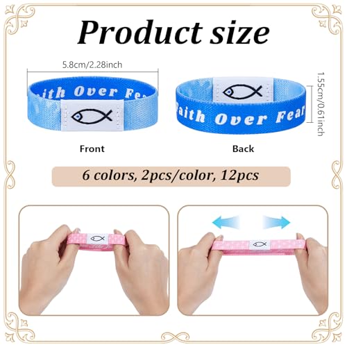 12Pcs Daily Bible Verse Bracelets for Women NFC Bracelet Elastic Jesus Christian Bracelets Bulk, Inspirational Scripture Bracelet Christian Religious Easter Gifts for Women Men - style: Fish pattern