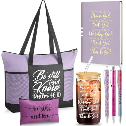 Shinylin 7 Pcs Christian Gift Set for Women Biblical Gifts Women Inspirational Presents Xmas Party Suit - color: Purple