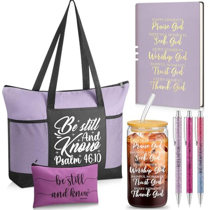 Shinylin 7 Pcs Christian Gift Set for Women Biblical Gifts Women Inspirational Presents Xmas Party Suit - color: Purple