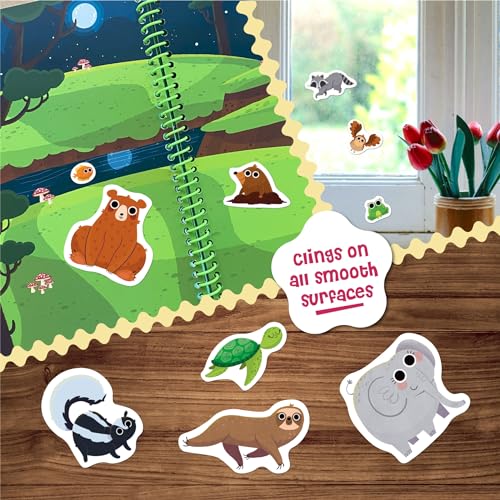 Stick4Ever Jelly Sticker Book® - for Kids - Waterproof, Easy to Clean Reusable Sticker Book for Toddlers- Reusable Road Trip Activities for Kids - Stocking Stuffers for Toddlers (Forest) - style: Forest