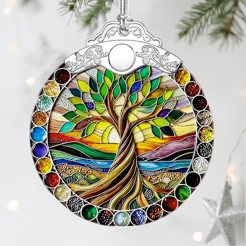 Stained Glass Ornament, Tree of Life Christmas Ornaments, Christmas Tree Ornaments, Holiday Ornament & Festive Home Decor, Exquisite Party Gifts for Nature Lovers & Tree of Life Gifts - color: Style 2-tree of Life