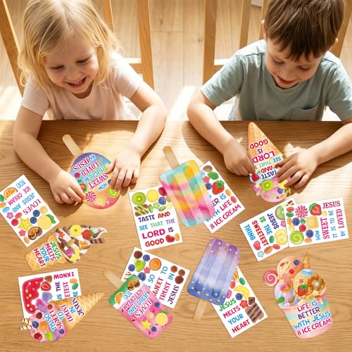Fancy Land Sunday School Crafts Sticker Christian Ice Cream Craft Kid 30Pcs