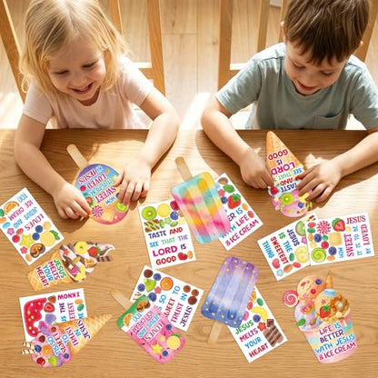 Fancy Land Sunday School Crafts Sticker Christian Ice Cream Craft Kid 30Pcs