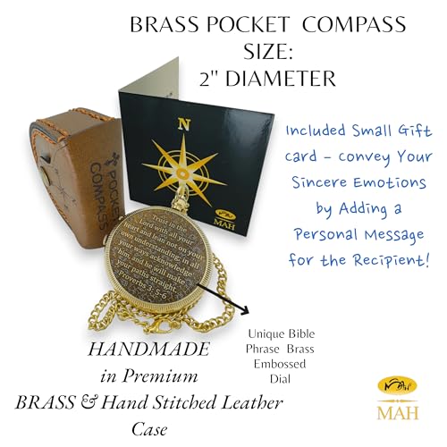 Handmade Religious Brass Compass Gift with Engraved & Embossed Faith Messages – Inspirational Christian Religious Gift Keepsake for Baptism, Confirmation, Christening, First Communion or Christmas - style: Trust in The Lord – Edition 3