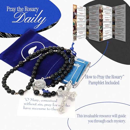 Handmade Catholic Rosary Beads - color: Black Glass