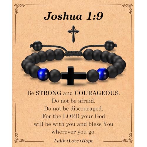 EFVISD Cross Bracelet for Boys Kids Mens Son Grandson Nephew Brother - color: Joshua 1:9