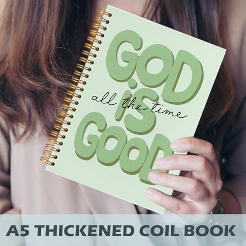 Yhtrg Green Preppy God Is Good Notebooks, Brown Christian Spiral Notebook Gift for Women, Bible Journaling Notebooks for Office School Supplies, 5.5x8.3 Inch - color: god11