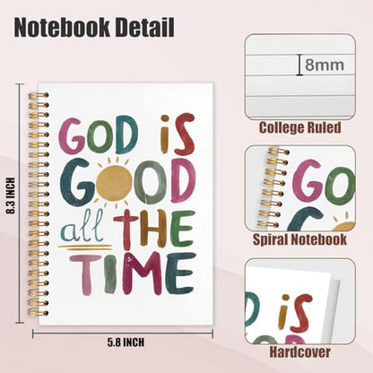 Christian Spiral Notebook Journal 5.5x8.3 Inch, God Is Good Bible Verse Notebooks for Note Taking, Prayer Scripture Journal for Woman, God Is Good Bible Hardcover Notebook - color: God is Good all THE TIME