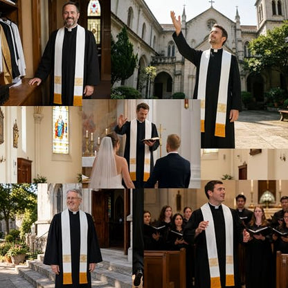 FAD-4U Catholic Clergy Stole with Embroidery Stole Priest Mass Stole Pastor Stole - color: White