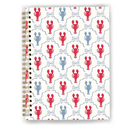 Coquette Bow Lobster Notebook, Lobster Lover Gifts, Nautical Beach Preppy Aesthetic Journal for Women, Grandmillenial Ocean Crayfish Spiral Notebook Journal 5.5x8.3 - color: Color 12
