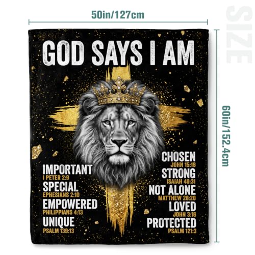 Jekeno Religious Lion Gifts Blanket Christian Verse Throw Blanket - color: Lion, size: 50x60 Inch