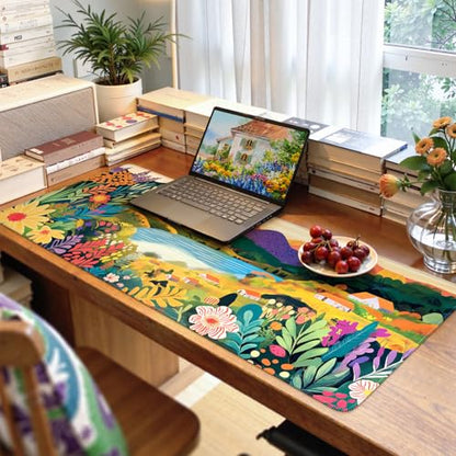 iCasso Large Gaming Mouse Pad 35"x16",Waterproof Desk Mat,Oil Painting - color: Oil Painting