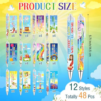 Dispowreath 48 Pcs Bible Verse Ballpoint Pens Christian Pens Bulk Inspirational Quotes Pens Retractable 1.0 mm Black Religious Ink Pens Smooth Writing Pen for Church Sunday School Office Supplies Gift - style: Bible