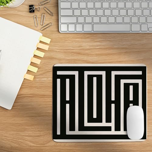 Aloha Mouse Pad,Black White Retro Line Art Desk Mat for Computers Laptop,Summern Minimalist Hawaiian Desk Pad for Office Home Dorm Decor,Gifts for Hawaii Lovers Surfers,10.2x8.2Inch - color: Aloha