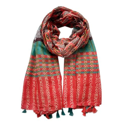 Yeieeo Boho Scarf for Women Lightweight Floral Printed Scarf Fall Winter Fashion Fringed Shawl - color: Floral 37