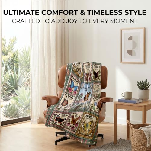 Christian Butterfly Throw Blanket – Inspirational Religious Gifts for Women - color: Tk014, size: 60"x50"