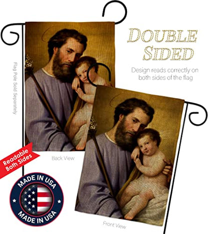 St. Joseph and Infant Jesus Burlap Garden Flag-Religious Faith Hope Grace Peace Dove Christian Religion Easter House Decoration Banner Small Yard Gift Double-Sided, Made in USA