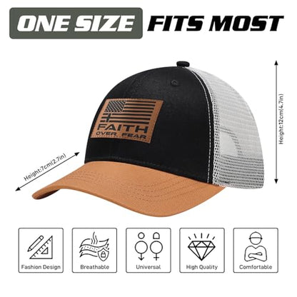 Christian Hats for Men Women, Faith Over Fear Hat - color: Black Orange
