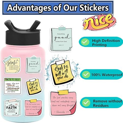 Inspirational Bible Sticker Motivational Jesus Decal for Water Bottle 50PCS