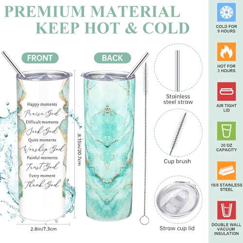 Domensi 6 Pcs Christian Gifts Set, 20 oz Tumbler Notepad Pens, Green - color: Green