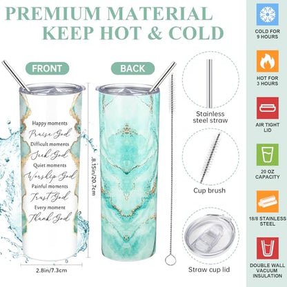 Domensi 6 Pcs Christian Gifts Set, 20 oz Tumbler Notepad Pens, Green - color: Green