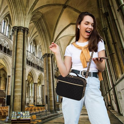 Large Bible Cover for Women,2 Compartments Bible Bag for Church - color: 2 Lays,Black with Bohemia Strap