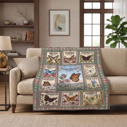 Christian Butterfly Throw Blanket – Inspirational Religious Gifts for Women - color: Tk014, size: 60"x50"