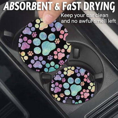 Yonlevres Car Coasters for Cup Holders, 2 Pack, Dog Paw - color: Dog Paw
