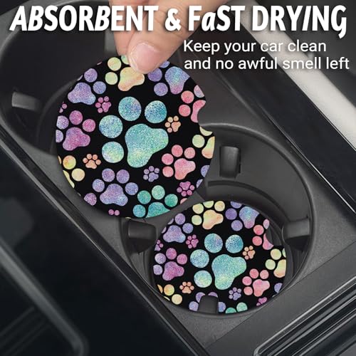 Yonlevres Car Coasters for Cup Holders, 2 Pack, Dog Paw - color: Dog Paw