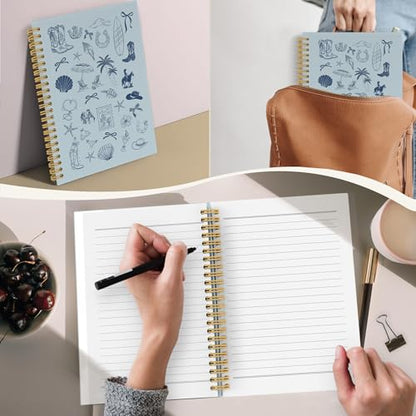 YLZlhb Blue Western Coastal Cowgirl Spiral Notebook Journal, Preppy Beach Notebooks for Note Taking, Cowgirl Gifts for Women, Girly Preppy Blue Ocean Hardcover Spiral Journal 5.5x8.3 Inches - color: cowgirl