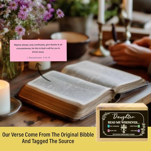 Personalized Daughter Bible Verse Box with 150 Color-Coded Scripture Cards, Custom Name Prayer Box with Pocket Cross, Christian Gift for Daughter, Christmas, Graduation - color: Daughter