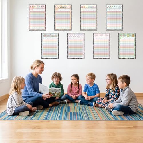 8 Pcs Pastel Gingham Incentive Chart for Classroom Management 11x16.5 Inch