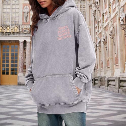 Christian Graphic Hoodies for Women God Bible Verse Oversized Hoodie Religious Letter Print Acid Wash Sweatshirts - color: Gray, size: Medium