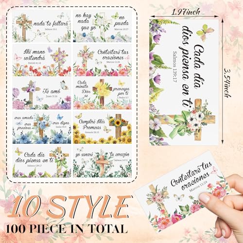 Sureio 100 Sets Spanish Christian Keychain and Cards - style: Classic Butterfly