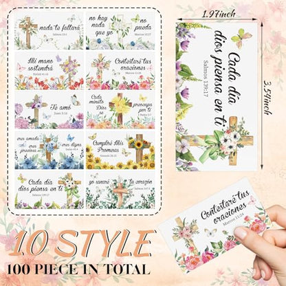 Sureio 100 Sets Spanish Christian Keychain and Cards - style: Classic Butterfly