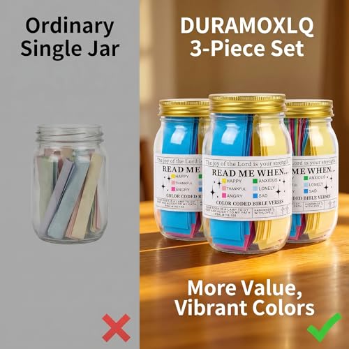 Bible Verse Jar Set, 3 Pcs Prayer Jar with Color Coded Scripture Cards, Christian Gifts for Women Men Mom Dad, Devotional Faith Scripture Jar, Christmas Stocking Stuffers, 2.6 x 4.6 in