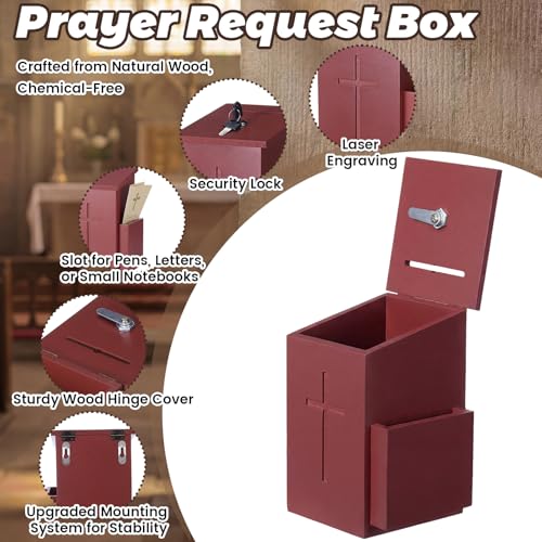 Sliner Prayer Request Box Wood Church Offering Box, Dark Mahogany - color: Dark Mahogany