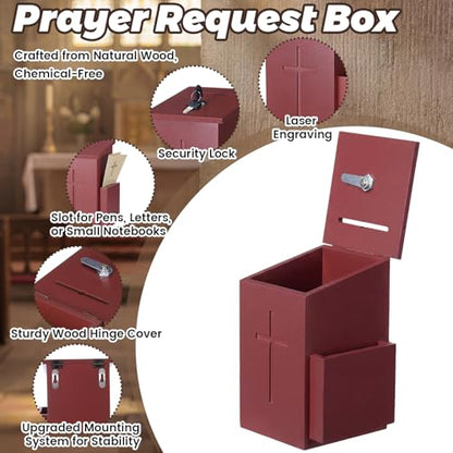 Sliner Prayer Request Box Wood Church Offering Box, Dark Mahogany - color: Dark Mahogany