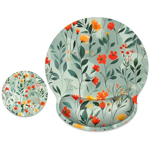 ITNRSIIET Ergonomic Mouse Pad with Wrist Support Wrist Rest Smooth Surface Non-Slip Rubber Base Comfortable Office Supplies Pain Relief, 9.8 x 9.1 inches, Beautiful Flowers - color: B02-Beautiful Flowers