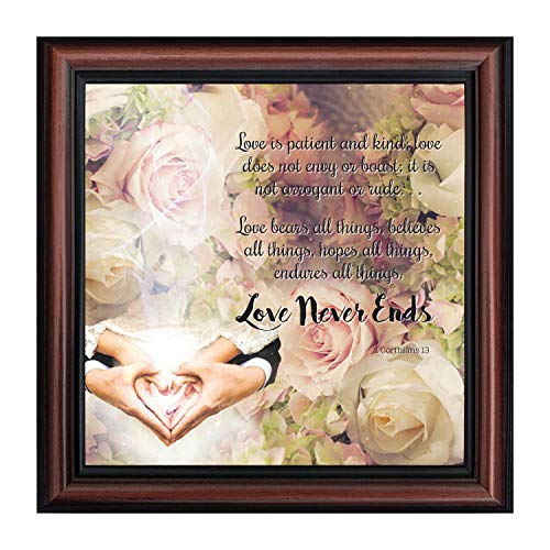 Crossroads Home Décor Love Never Ends, Christian Marriage Gift, True Love Picture Frame, 8660W
