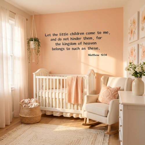 Blinggo Matte Black Matthew 19 14 Bible Vinyl Wall Decal Christian Faith - size: 22'' Width
