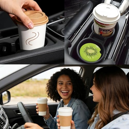 Ceramic Car Cup Coasters 2PCS - Kiwi Fruit - color: Kiwi Fruit