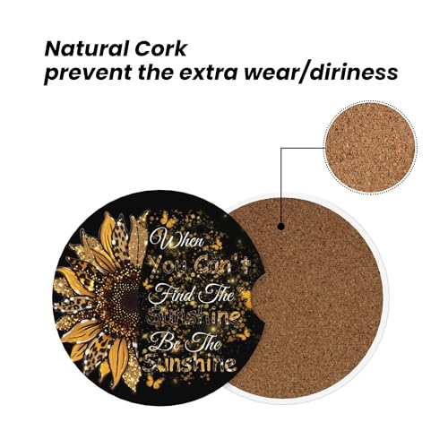 Be The Sunshine Car Cup Holder Coasters 2 Pack 2.63" for Women - color: Gold