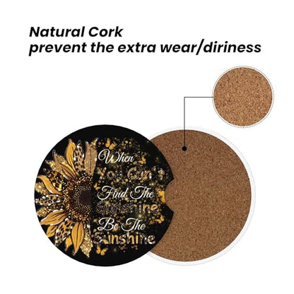 Be The Sunshine Car Cup Holder Coasters 2 Pack 2.63" for Women - color: Gold