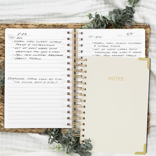 Aesthetic Thick Spiral Notebook Journal For Women in A5 - Linen Hardcover - color: Beige, size: A5