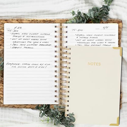 Aesthetic Thick Spiral Notebook Journal For Women in A5 - Linen Hardcover - color: Beige, size: A5
