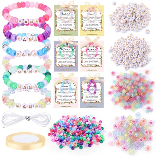 Soulchen 1269 Pcs/24 Sets Mother's Day Beads Bracelets Craft Kit DIY - style: Mother's Day